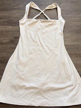Cream Cross-Back Mini Dress with A-Line Silhouette